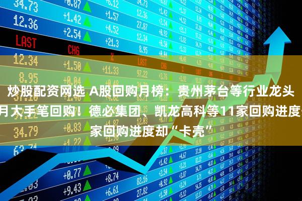 炒股配资网选 A股回购月榜：贵州茅台等行业龙头连续两个月大手笔回购！德必集团、凯龙高科等11家回购进度却“卡壳”